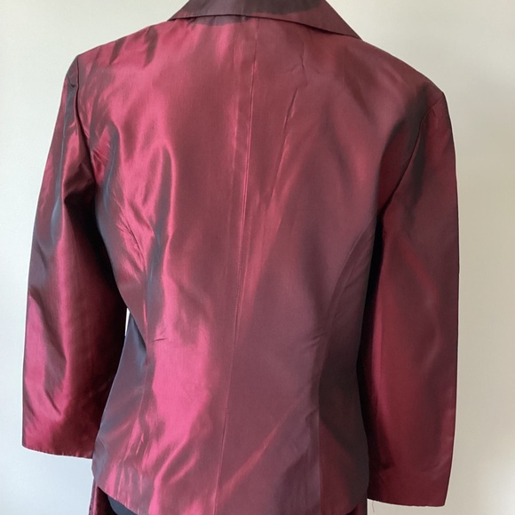 VINTAGE Holt Renfrew 2-piece Taffeta Outfit Burgundy US 8 - Picture 6 of 11